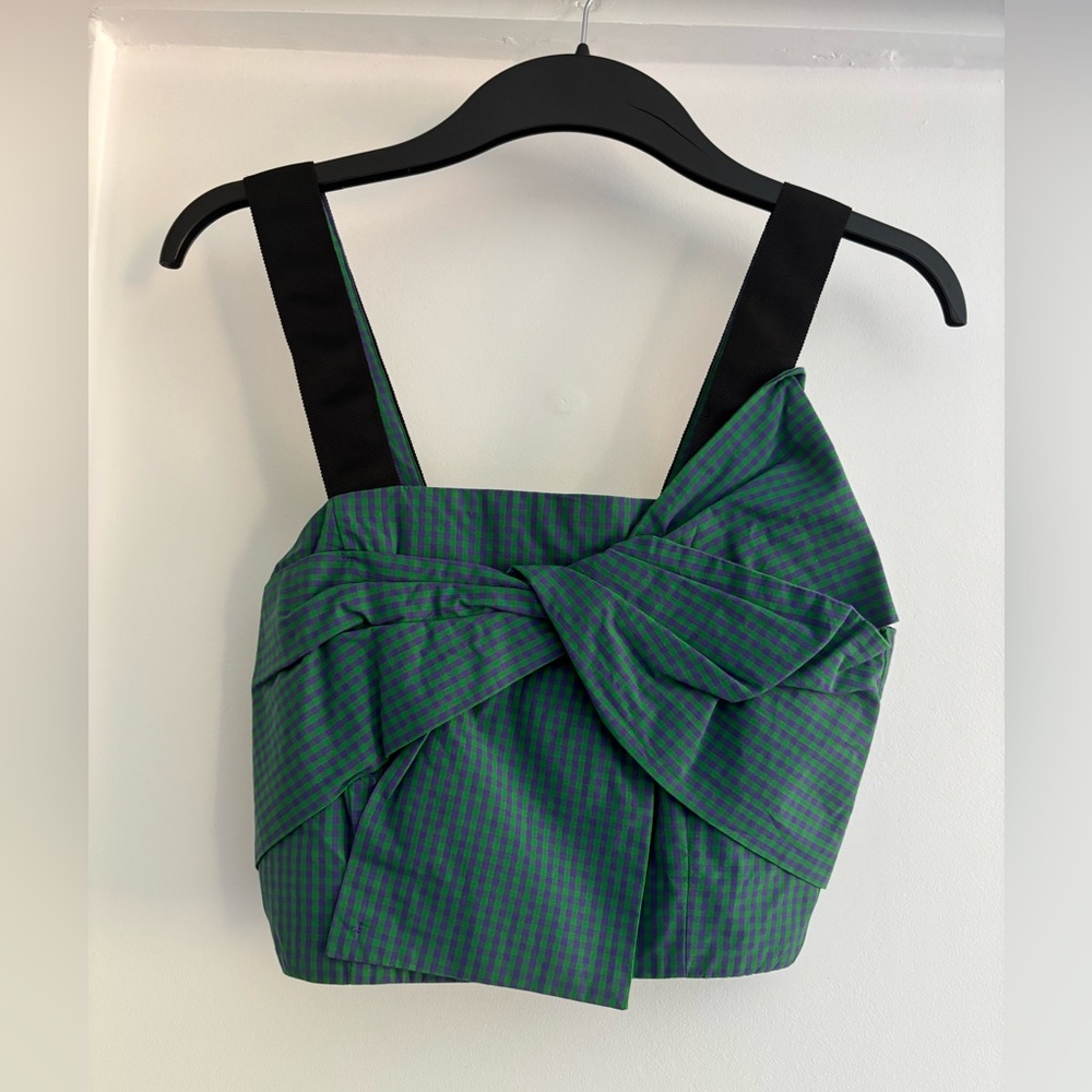 H&M Vibrant Green and Purple Checkered Crop Top